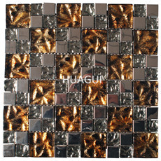 Stainless Steel Mixed Metal Mosaic Tile in Black/Brown/Silver Bath Decoration