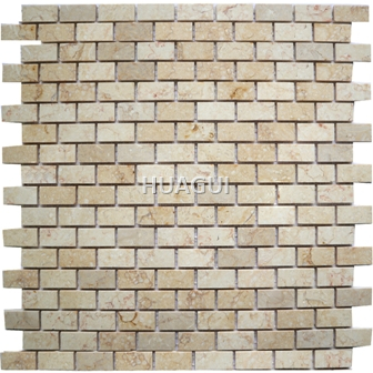 Square Shape 3D Natural Stone Mosaic Tile in Beige/Yellow