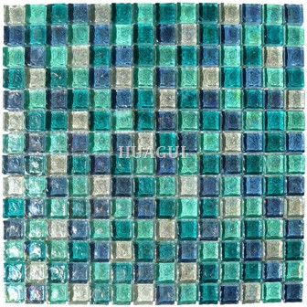 Blue mix Square Shape Glass Mosaic Tile Glass Field Tile for Swinming Pool Mixed Color