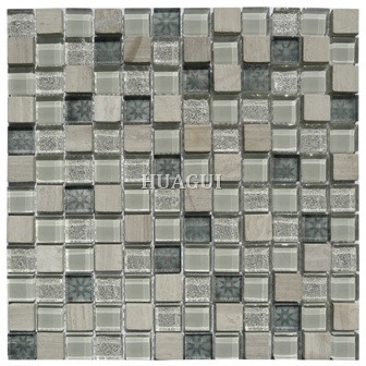 3D Effect Glass Mosaic Tile in White Sqaure Shape Kitchen  International Wholesale Tile