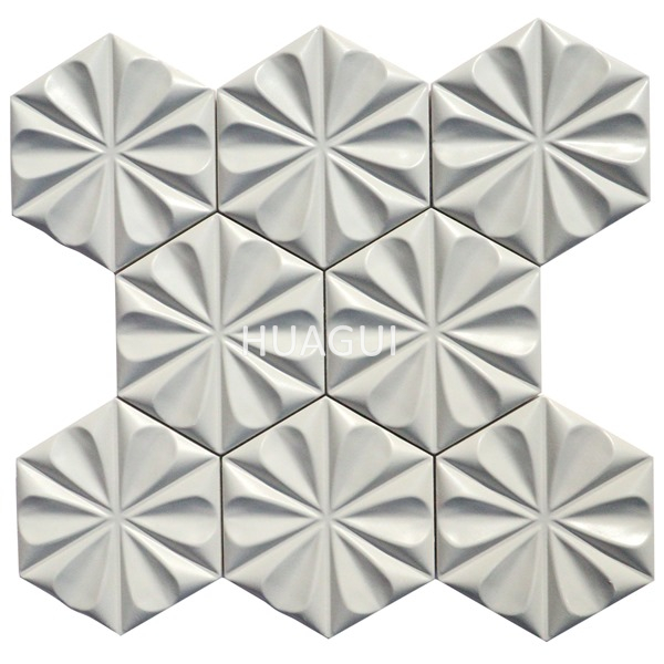 White hexagon art tiles